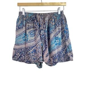 Vintage Victoria’s Secret Blue Gray Paisley Floral Silk Pajama Shorts Size M 90s